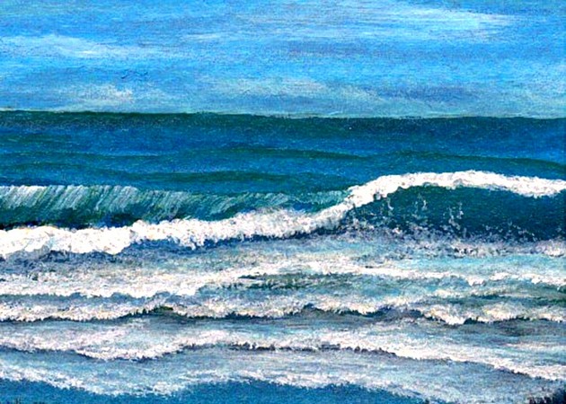 cricketdiane 2009 – sea glory – ocean waves painting art trading card – Baby 